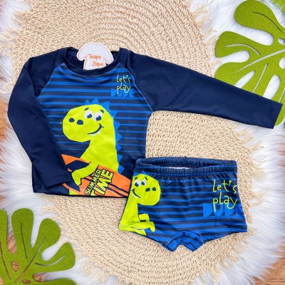 Linha Praia - Blusa com Proteção UV50+ e Sunga Let's Play Dude - Marinho